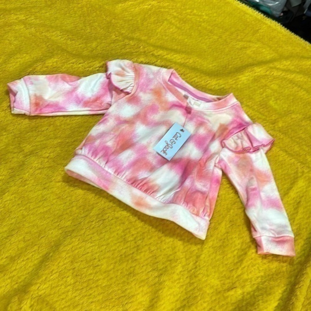 Cat & Jack tye dyed long sleeve with ruffle cozy sweatshirt  New size 18mnth